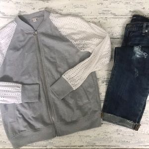 GAP zip front jacket with perforated sleeves